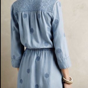 Anthropologie x Holding Horses Denim Embroidered Summer Dress
